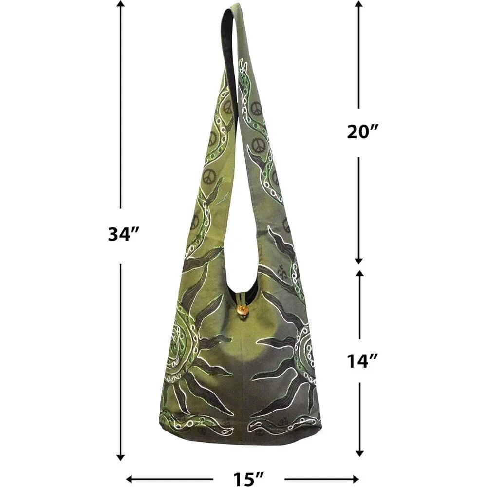 Hippie Boho Bag Cotton Large Crossbody Travel Purse Festival Shoulder